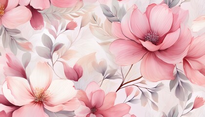 pink flowers seamless pattern floral background