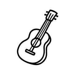 Fototapeta premium Guitar icon vector illustration, perfect for music apps and educational materials. Minimalist line design, suitable for musical themes and creative projects. Scalable and editable.