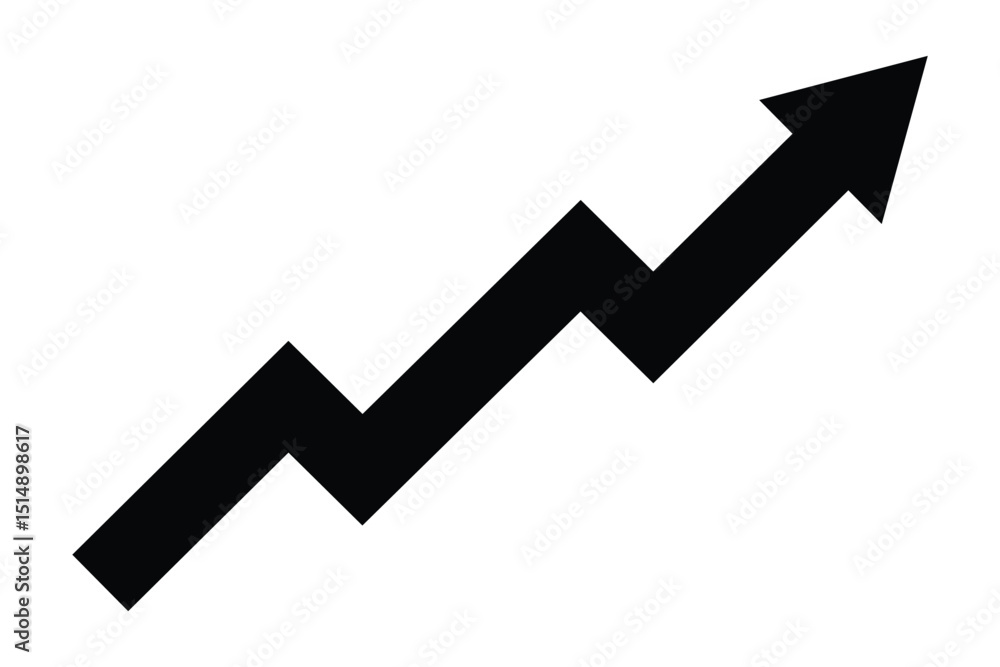 Poster graph going up arrows vector. financial arrows up. growing bar graph icon. profit up arrow symbol. r