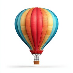 Fototapeta premium Colorful 3D hot air balloon icon isolated on a white background suitable for travel, adventure, and leisure themed designs and projects