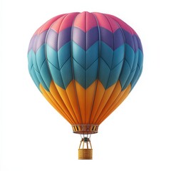 Fototapeta premium Colorful 3D hot air balloon icon floating in the sky on an isolated white background representing travel and adventure