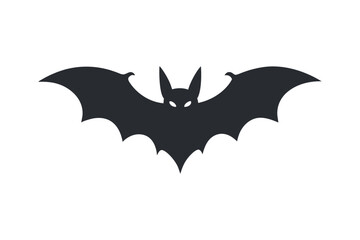 Simple Bat Silhouette Icon for Halloween or Wildlife Design Projects