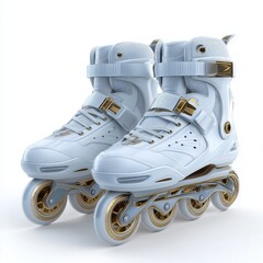 3D icon of rollerblades showcasing modern design and style for outdoor skating activities on a bright white background