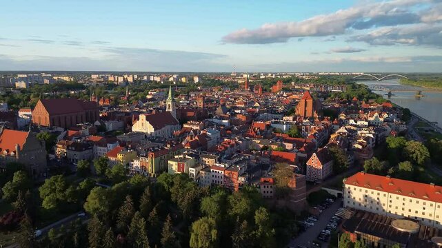 Toruń city view from a bird's eye view, Poland.