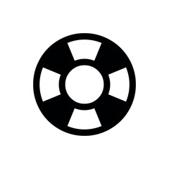 Lifebuoy / Support Icon, A black lifebuoy icon symbolizing help, support, or safety features, typically used for customer service or assistance tools.