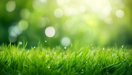 Obraz premium fresh green grass on blurred background with copy space