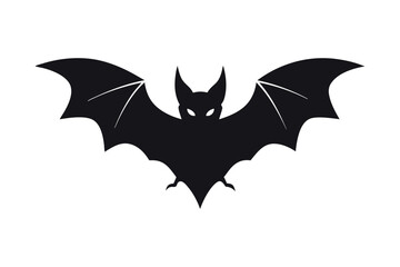 Simple Bat Silhouette Icon Design for Halloween or Wildlife Projects