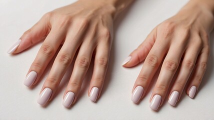 Fototapeta premium Elegant Light Pink Nail Polish Manicure Ideas for Soft, Subtle Beauty