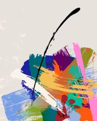 Gordijnen abstract background, illustration with colorful paint strokes, with space for text, grungy © Kirsten Hinte