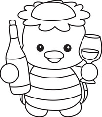 Lineart of Kawaii japanese mythology Kappa sticker cute.
Coloring book of Cute kappa mascot ghost japanese.