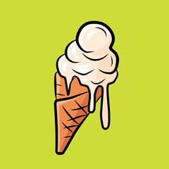 Ice creamcone with green background