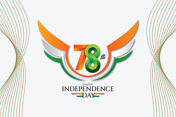 78th seventy eight indian independence day greeting with wing logo
