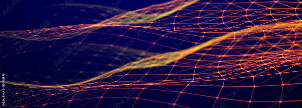 Poster abstract color background with connected dots and lines. the concept of science, technology, busines