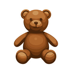 Obraz premium Cute brown teddy bear toy sitting with a friendly expression on a transparent background icon 