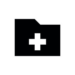 Folder with Plus Icon, a solid black icon of a closed file folder with a white plus sign centered on it. It commonly represents creating a new folder, adding content to a folder