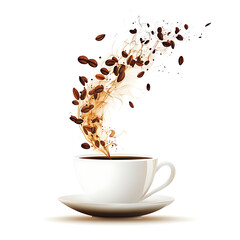 Fototapeta premium Realistic and artistic illustrations of coffee beans, brewing equipment, coffee cups, baristas, coffee farms, roasting processes, and café scenes