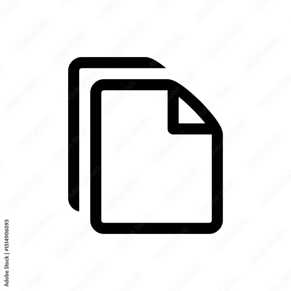 Aufkleber two files icon, a black outline icon of two overlapping documents, each with a folded top-right corn