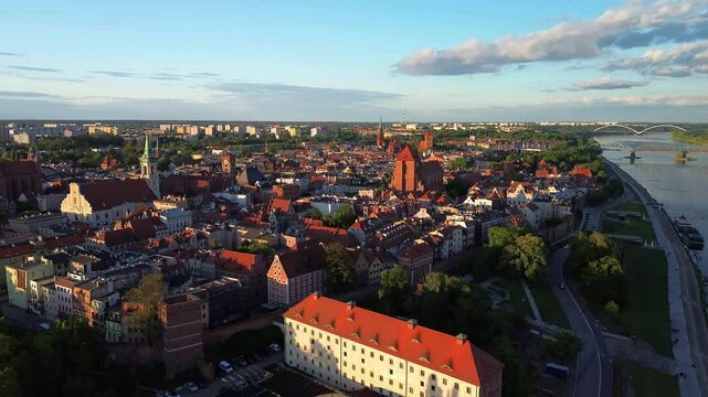 Toruń city view from a bird's eye view, Poland.