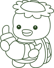Lineart of Kawaii japanese mythology Kappa sticker cute.
Coloring book of Cute kappa mascot ghost japanese.
