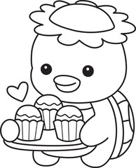 Lineart of Kawaii japanese mythology Kappa sticker cute.
Coloring book of Cute kappa mascot ghost japanese.