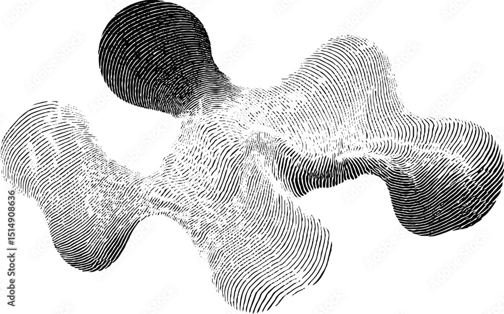 Poster engraved abstract bubbles illustration with dynamic organic patterns for artistic design