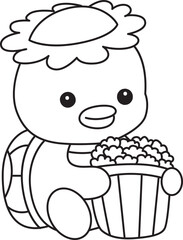 Outline of Kawaii japanese mythology Kappa sticker cute.
Coloring pages of Cute kappa mascot ghost japanese.