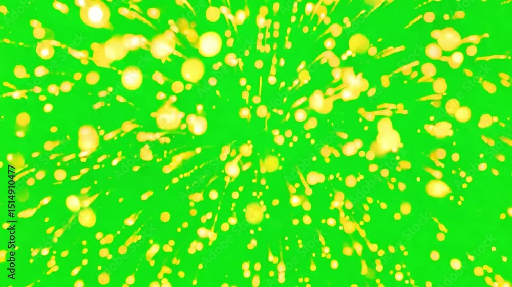 Aufkleber abstract burst of brilliance: a vibrant display of golden particles erupts against a vivid green bac