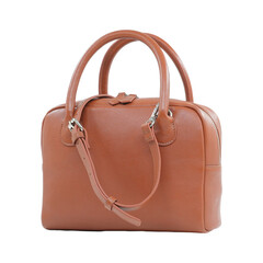 Elegant Brown Leather Handbag with Shoulder Strap