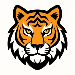 Tiger head isolated on white background.