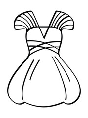 V-neck puff sleeve dress outline drawing