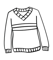 V-neck striped sweater outline drawing