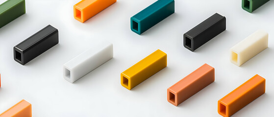 Colorful Rectangular Blocks On White Background
