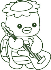 Outline of Kawaii japanese mythology Kappa sticker cute.
Coloring pages of Cute kappa mascot ghost japanese.