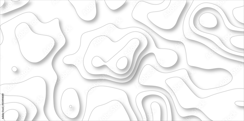 Poster paper cut 3d render topography abstract, beautiful white background. geometric map relief texture wi
