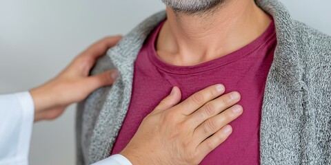 A healthcare professional examining a patient's chest for medical assessment.