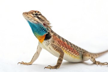 Fototapeta premium Green lizard or chameleon reptile on a white background