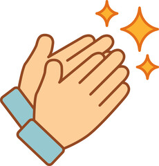 Clapping Hands with Sparkles – Flat Vector Illustration