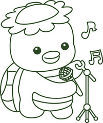 Outline of Kawaii japanese mythology Kappa sticker cute.
Coloring pages of Cute kappa mascot ghost japanese.