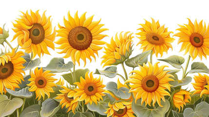 Fototapeta premium Beautiful Sunflower Border Pattern