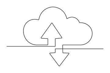 One line cloud storage design isolated illustration