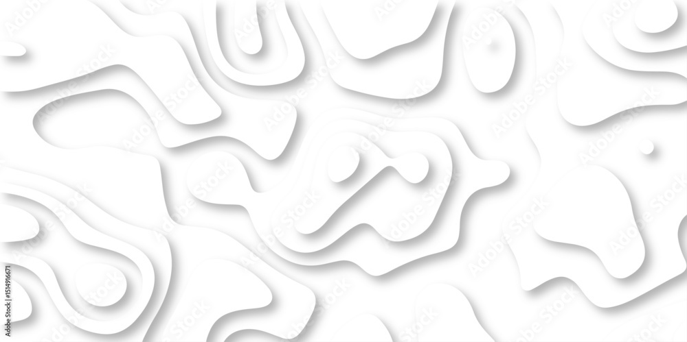 Poster paper cut 3d render topography abstract, beautiful white background. geometric map relief texture wi
