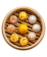 Dim Sum on transparent background. A large range of small Chinese dishes that are traditionally enjoyed in restaurants for brunch.