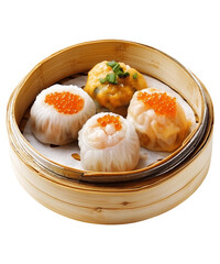 Dim Sum on transparent background. A large range of small Chinese dishes that are traditionally enjoyed in restaurants for brunch.