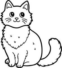 Obraz premium Cute Cartoon Cat Illustration with Fluffy Fur and a Sweet Smile