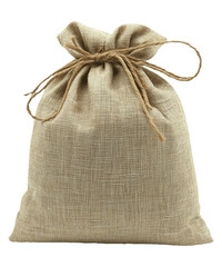 Fabric pouch on transparent background. Commonly used for storage or transport.