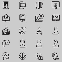 Education Line Editable Icons set. Vector illustration in modern thin line style of school