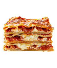 Lasagna on transparent background. A type of pasta made of stacked layers of thin flat pasta alternating with fillings.