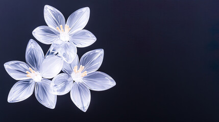 Fototapeta premium Translucent Floral Arrangement on Dark Background