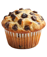 Muffin on transparent background. A small domed spongy cake made from batter.