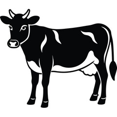 Black and White Cow Illustration Minimalist Style